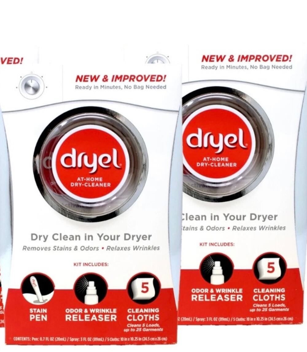 Dryel At Home Dry Cleaner Kit 6 Cleaning Cloths Odor Wrinkle Brand New